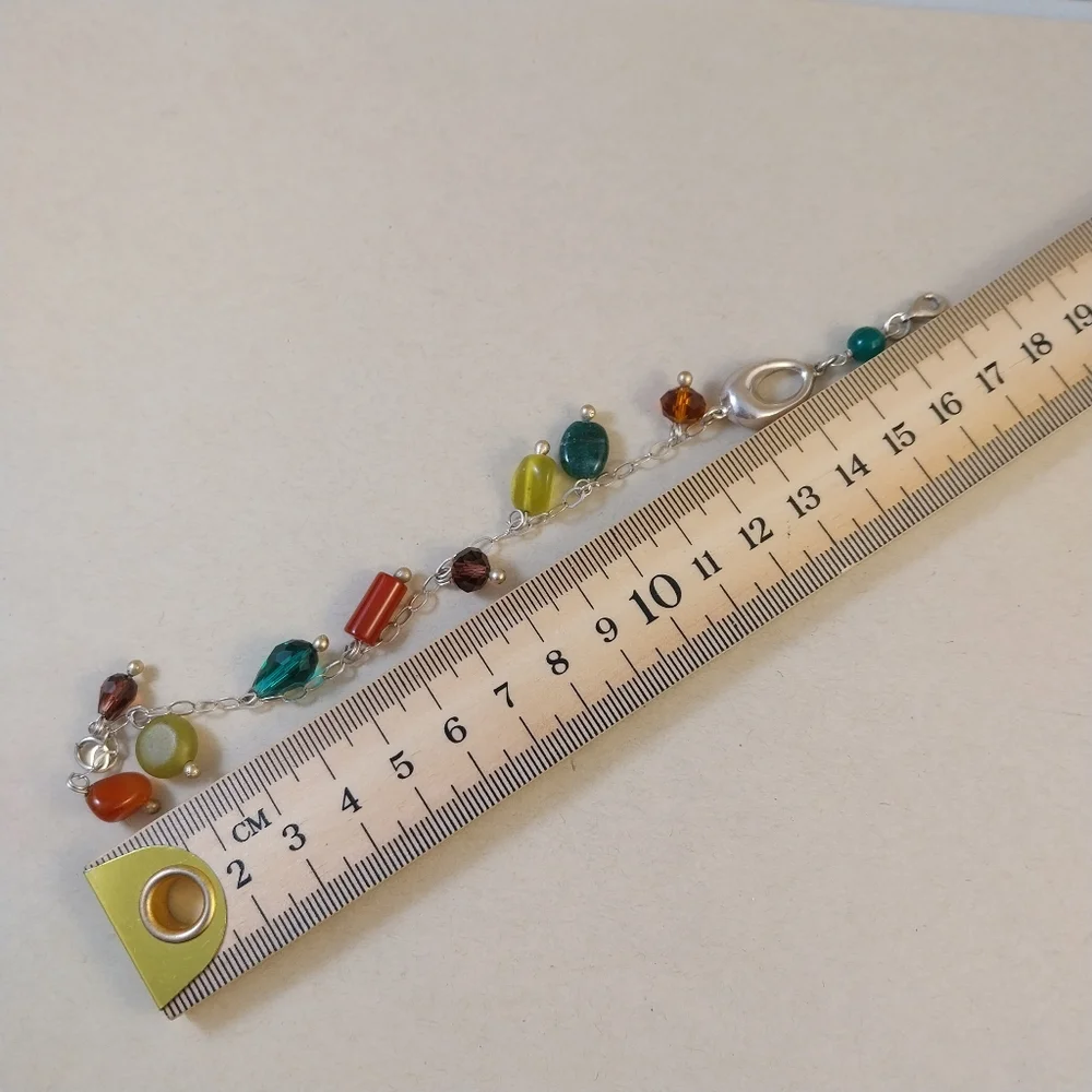 Sterling Silver Charm Bracelet with Multicolor Beads - Picture 4 of 7